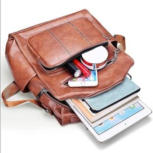 Black Leather Convertible Backpack Purse